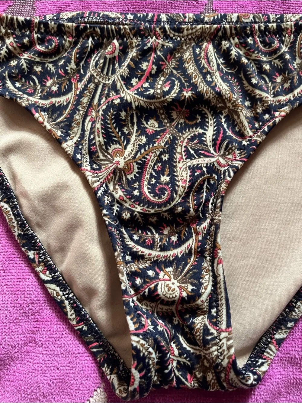 J.Crew 2 Piece Swimsuit in Black Brown Coral Floral Paisley Print